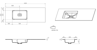 Раковина-моноблок Armadi Art Quatro 793-140-W-L чаша слева 140 см белый